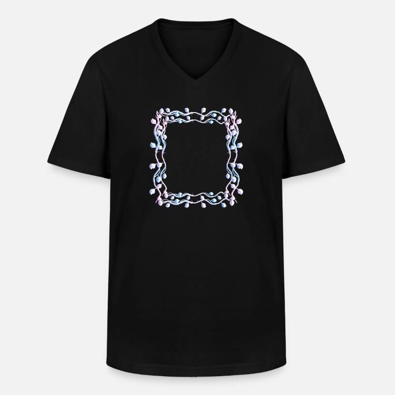 Leaves Square Shape Square Frame - Men's V-Neck T-Shirt - black