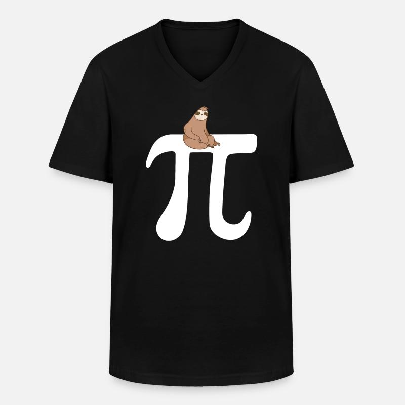 Math Sloth Pi - Männer-T-Shirt mit V-Ausschnitt - Schwarz