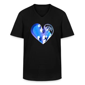 herz blau glitzer narben - Männer-T-Shirt mit V-Ausschnitt - Schwarz - Vorne - AI Model Male 178 dark (178cm)