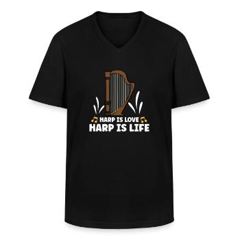 Harp Musical Instrument Harp Teacher - Men's V-Neck T-Shirt - black - Front - AI Model Male 178 dark (178cm)