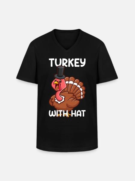 Thanksgiving Turkey Party Celebration Gift - Men's V-Neck T-Shirt - black