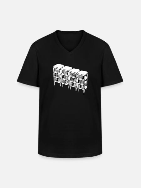 Bookcase reading books - Men's V-Neck T-Shirt - black