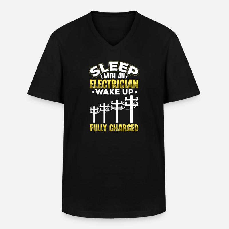Electrician Electrical Engineer Lineman Electrical - Men's V-Neck T-Shirt - black