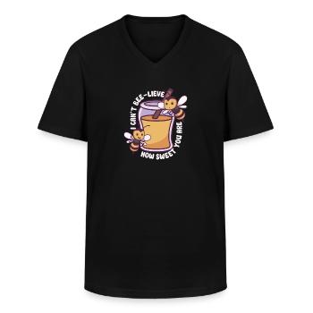 Abeille mellifère Apiculture Apiculteur Apiculture - T-shirt col V Homme - noir - Devant - AI Model Male 178 dark (178cm)
