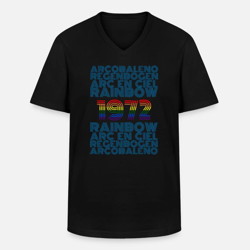 1972 - Männer-T-Shirt mit V-Ausschnitt - Schwarz