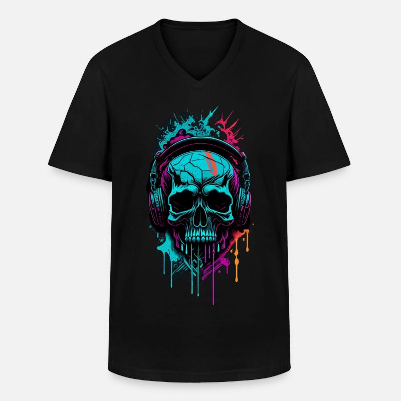 Graffiti Skull - Männer-T-Shirt mit V-Ausschnitt - Schwarz
