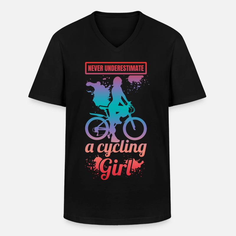 Unterschätze nie ein Radfahrer Mädchen - Männer-T-Shirt mit V-Ausschnitt - Schwarz