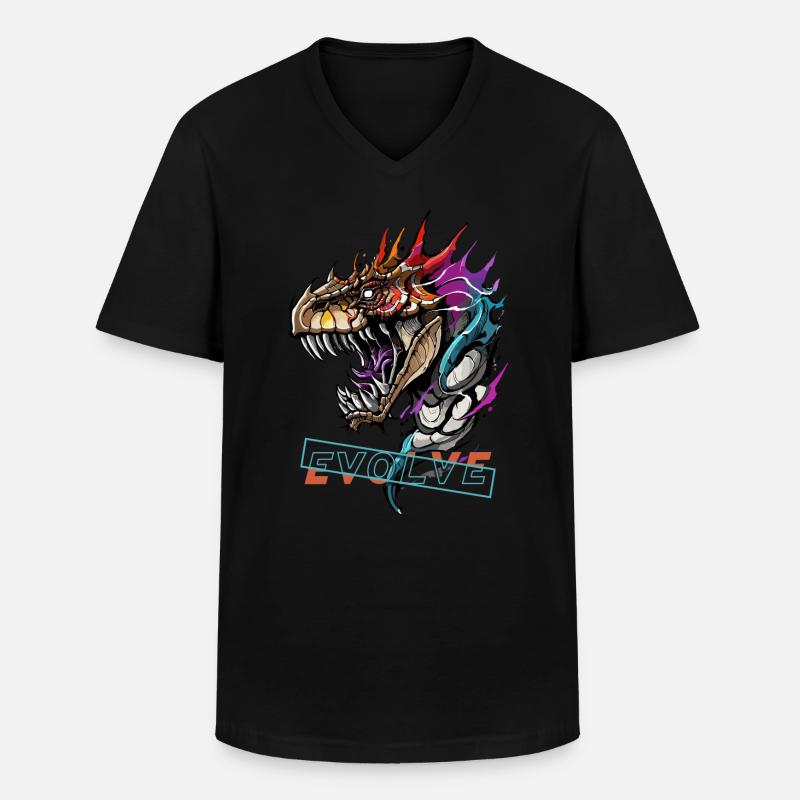Dragon's Evolution Roar - Men's V-Neck T-Shirt - black