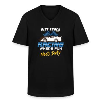 Dirt Track Racing Fast And Dirty Racing Fan Race - Männer-T-Shirt mit V-Ausschnitt - Schwarz - Vorne - AI Model Male 178 dark (178cm)