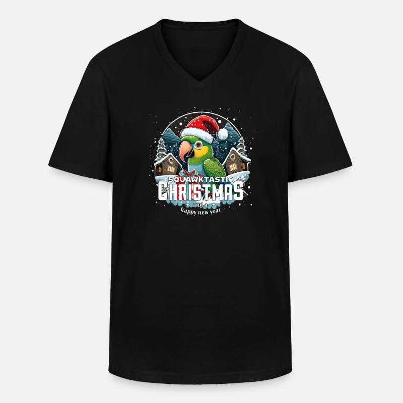 Perroquet de Noël - squawktastic Noël - T-shirt col V Homme - noir