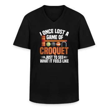 Croquet Maillet Croquet Club Croquet Joueur Croquet - T-shirt col V Homme - noir - Devant - AI Model Male 178 dark (178cm)