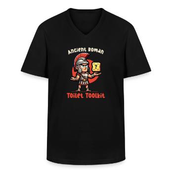 Funny Sponge, Roman History, Bathroom - Men's V-Neck T-Shirt - black - Front - AI Model Male 178 dark (178cm)