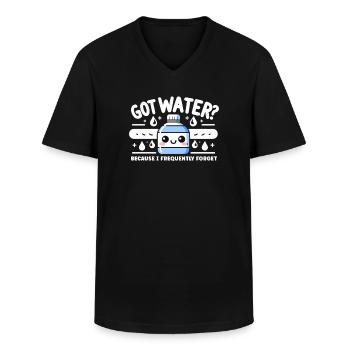 Hydratation Boire de l’eau Rester hydraté Hydratation - T-shirt col V Homme - noir - Devant - AI Model Male 178 dark (178cm)