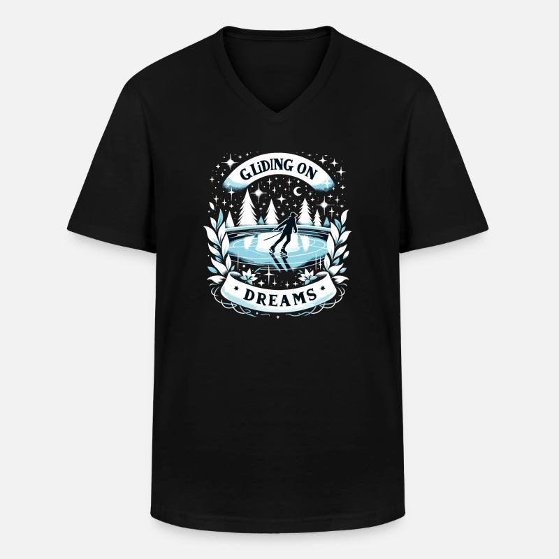 Eislaufen Schlittschuhläufer - Männer-T-Shirt mit V-Ausschnitt - Schwarz