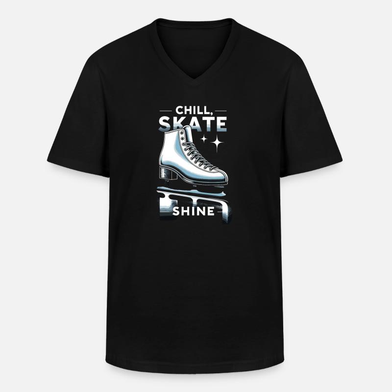 Eislaufen Schlittschuhläufer - Männer-T-Shirt mit V-Ausschnitt - Schwarz