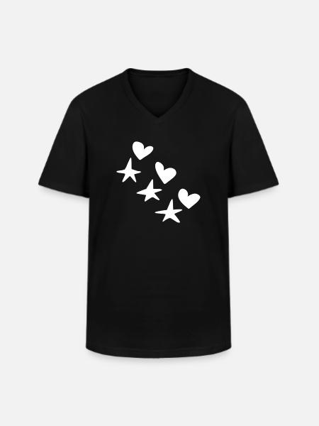 Hearts Stars Pattern Icon - Men's V-Neck T-Shirt - black