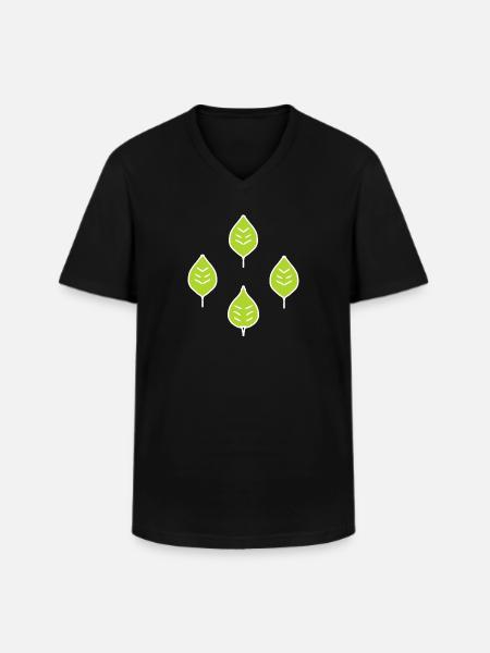 quatre feuilles vertes naturelles - T-shirt col V Homme - noir