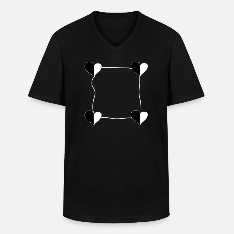 Four Hearts Frame - Men's V-Neck T-Shirt - black
