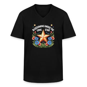 Texas Wildflowers Season Fields Flowers Texas - Men's V-Neck T-Shirt - black - Front - AI Model Male 178 dark (178cm)
