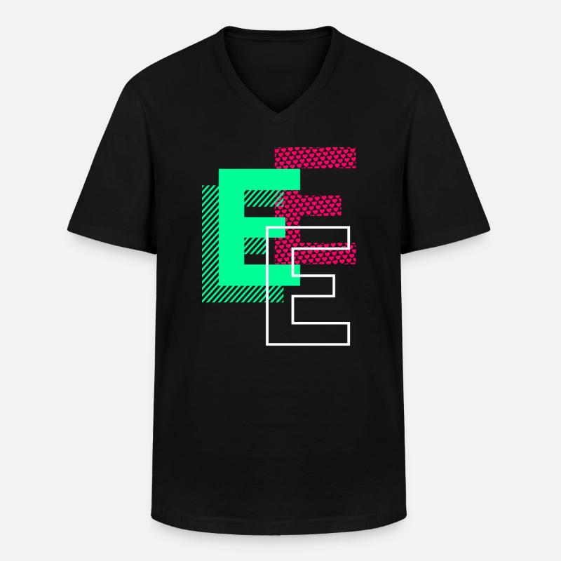 Anfangsbuchstabe E Design Geschenk - Männer-T-Shirt mit V-Ausschnitt - Schwarz