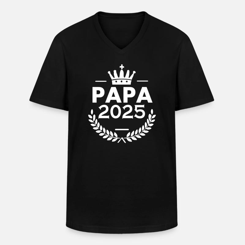 Papa 2025 - Männer-T-Shirt mit V-Ausschnitt - Schwarz