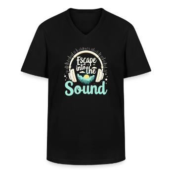 Accros aux écouteurs Un son immersif haut de gamme - T-shirt col V Homme - noir - Devant - AI Model Male 178 dark (178cm)