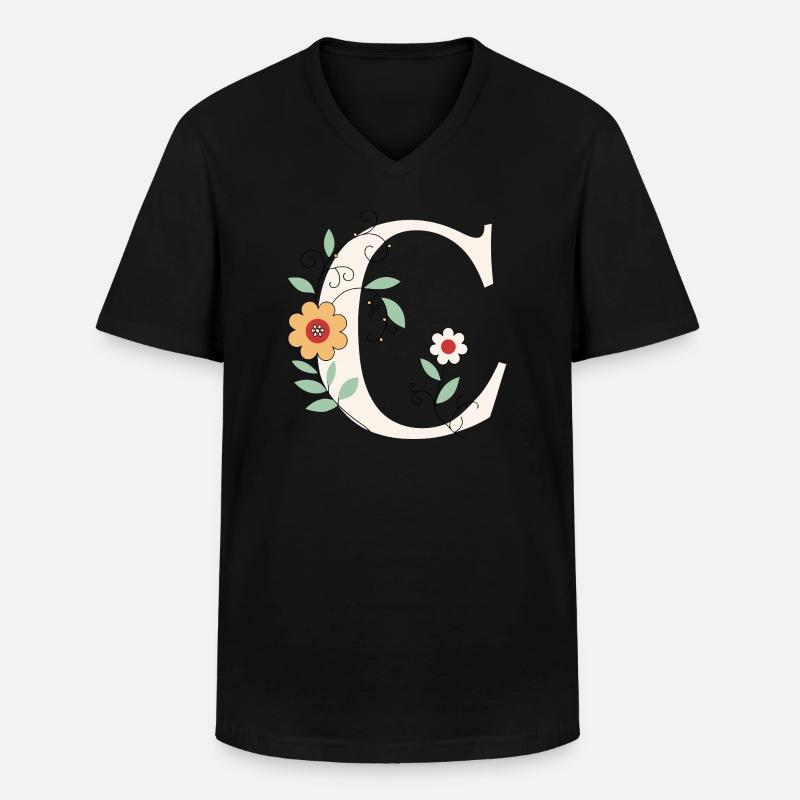 Buchstabe C Monogramm Retro - Männer-T-Shirt mit V-Ausschnitt - Schwarz