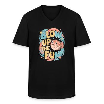 Puffer fish marine life enthusiast Quirky - Men's V-Neck T-Shirt - black - Front - AI Model Male 178 dark (178cm)
