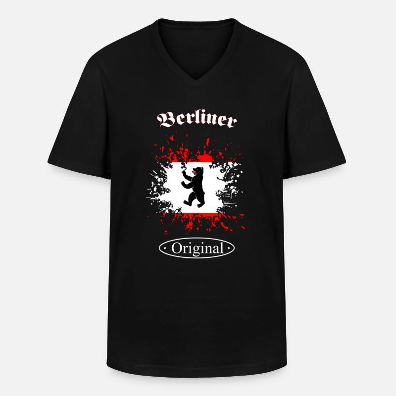 Berliner Original - Männer-T-Shirt mit V-Ausschnitt - Schwarz