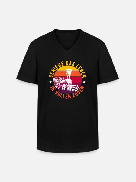 Zug - Männer-T-Shirt mit V-Ausschnitt - Schwarz