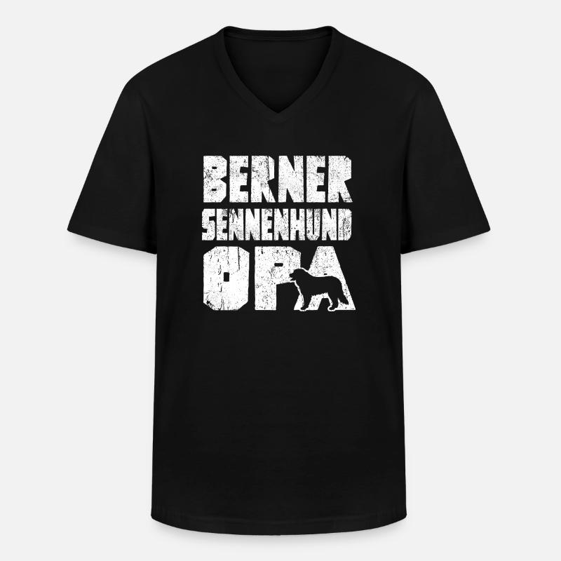 Berner Sennenhund OPA - Männer-T-Shirt mit V-Ausschnitt - Schwarz