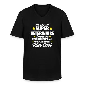 je suis un super vétérinaire / humour vétérinaire - T-shirt col V Homme - noir - Devant - AI Model Male 178 dark (178cm)