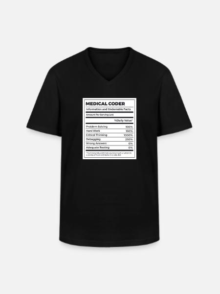 Funny Medical Coder Nutrition Facts - Men's V-Neck T-Shirt - black