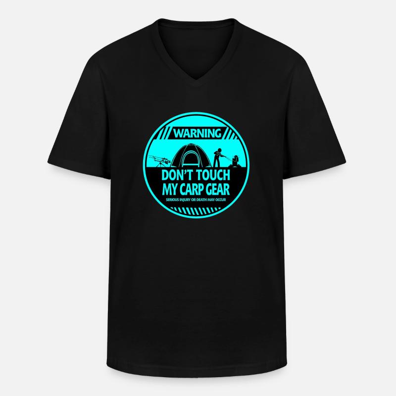 Karpfen-Warnung - Männer-T-Shirt mit V-Ausschnitt - Schwarz