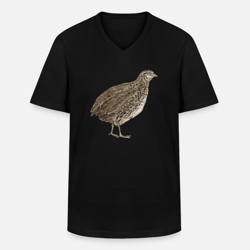 Wachtel Vogel - Männer-T-Shirt mit V-Ausschnitt - Schwarz