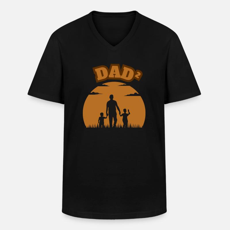 Dad² 2 Sons Brown - Männer-T-Shirt mit V-Ausschnitt - Schwarz
