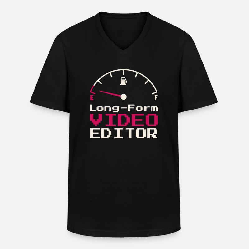 Video-Editor - Männer-T-Shirt mit V-Ausschnitt - Schwarz