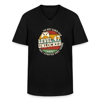 Original 1977 47th Anniversary Retro Gift - Men's V-Neck T-Shirt - black - Front - AI Model Male 178 dark (178cm)