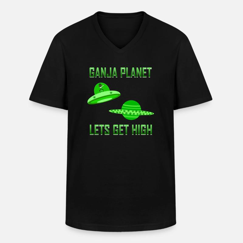 Cannabis Alien High - Männer-T-Shirt mit V-Ausschnitt - Schwarz