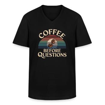 Coffee Before Questions 13 - Männer-T-Shirt mit V-Ausschnitt - Schwarz - Vorne - AI Model Male 178 dark (178cm)
