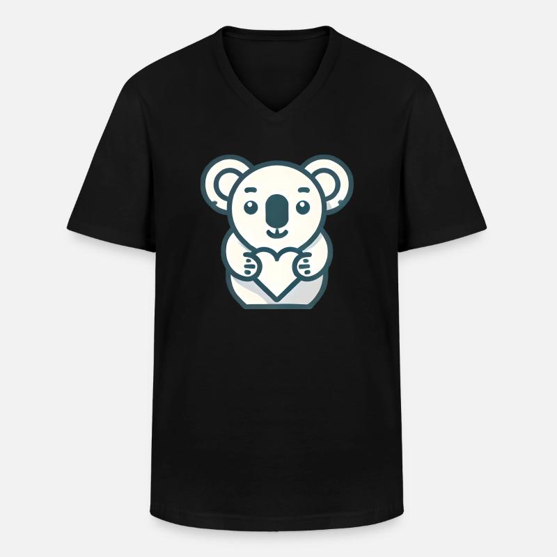 Koalabär - Männer-T-Shirt mit V-Ausschnitt - Schwarz