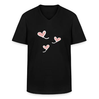 drei herzen - Männer-T-Shirt mit V-Ausschnitt - Schwarz - Vorne - AI Model Male 178 dark (178cm)