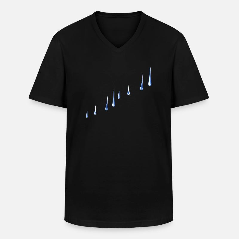 blaue wassertropfen linie wasser - Männer-T-Shirt mit V-Ausschnitt - Schwarz