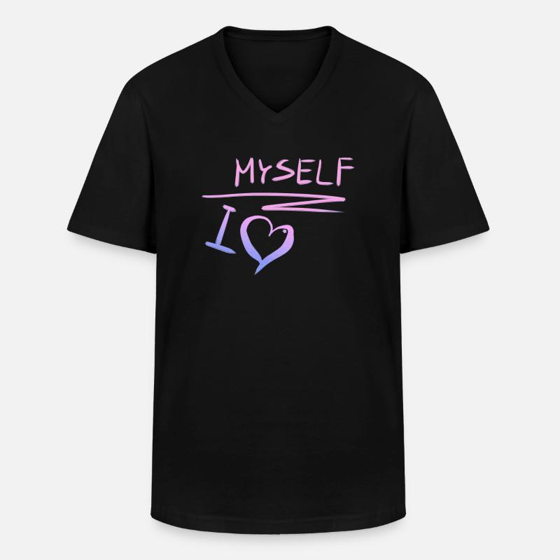 ich liebe mich selbstliebe herz - Männer-T-Shirt mit V-Ausschnitt - Schwarz