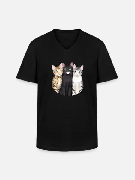 3 cute cats - Men's V-Neck T-Shirt - black