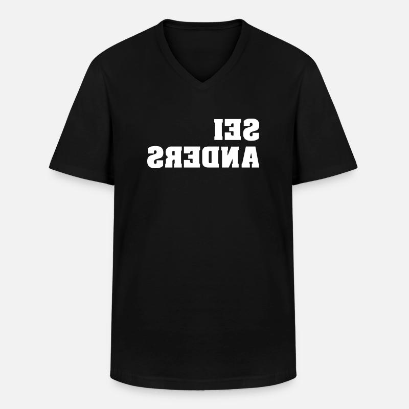 Sei Anders - Männer-T-Shirt mit V-Ausschnitt - Schwarz