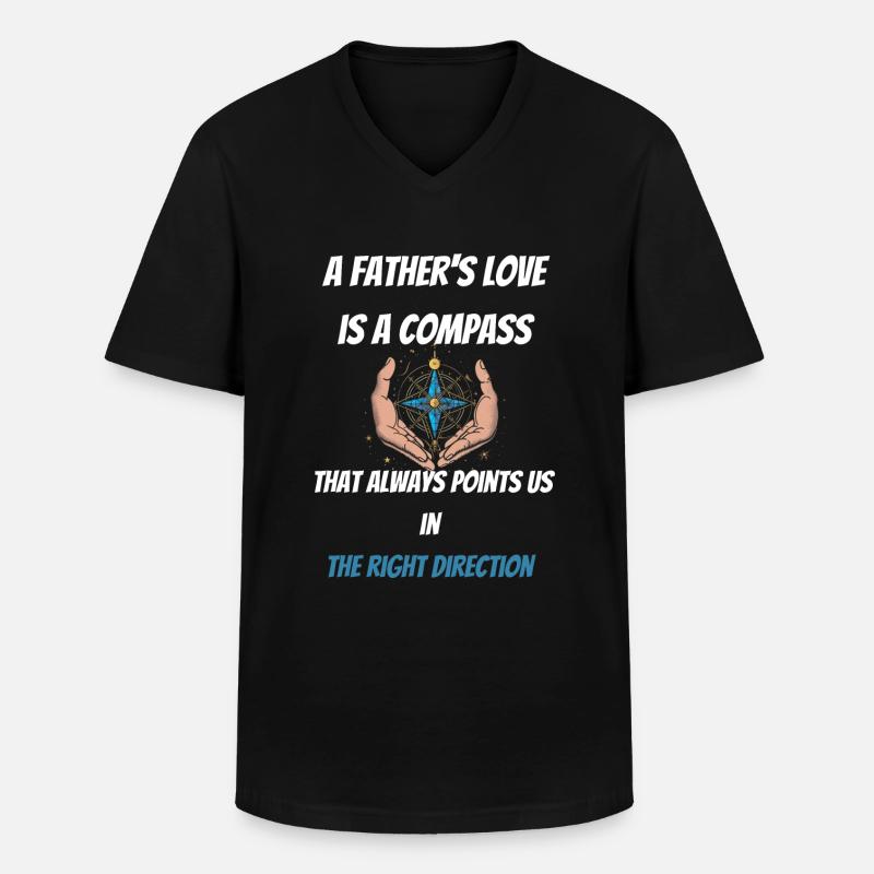 Vaters Liebe ist ein Kompass - Männer-T-Shirt mit V-Ausschnitt - Schwarz