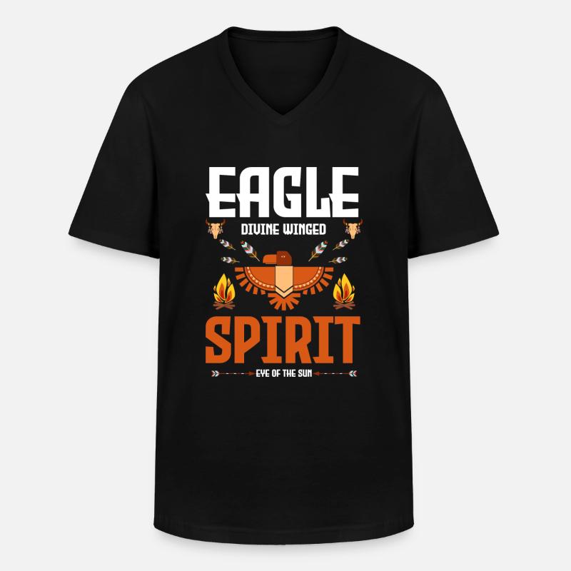 Indian Ritual Feather Eagle - Men's V-Neck T-Shirt - black