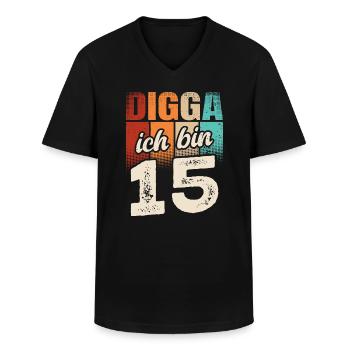 Digga Ich Bin 15 Jahre 15. Geburtstag - Männer-T-Shirt mit V-Ausschnitt - Schwarz - Vorne - AI Model Male 178 dark (178cm)