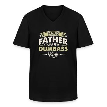 Papa Vater Fun Proud Father Of A Few Dumbass Kids - Men's V-Neck T-Shirt - black - Front - AI Model Male 178 dark (178cm)